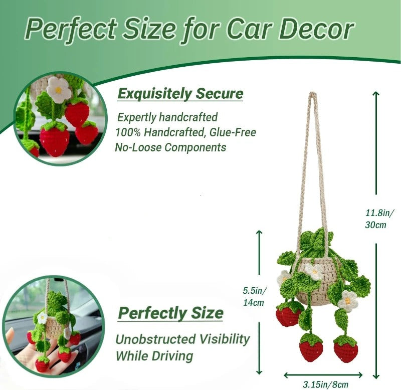 Crochet Strawberry Mirror Ornament