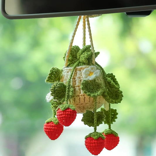 Crochet Strawberry Mirror Ornament