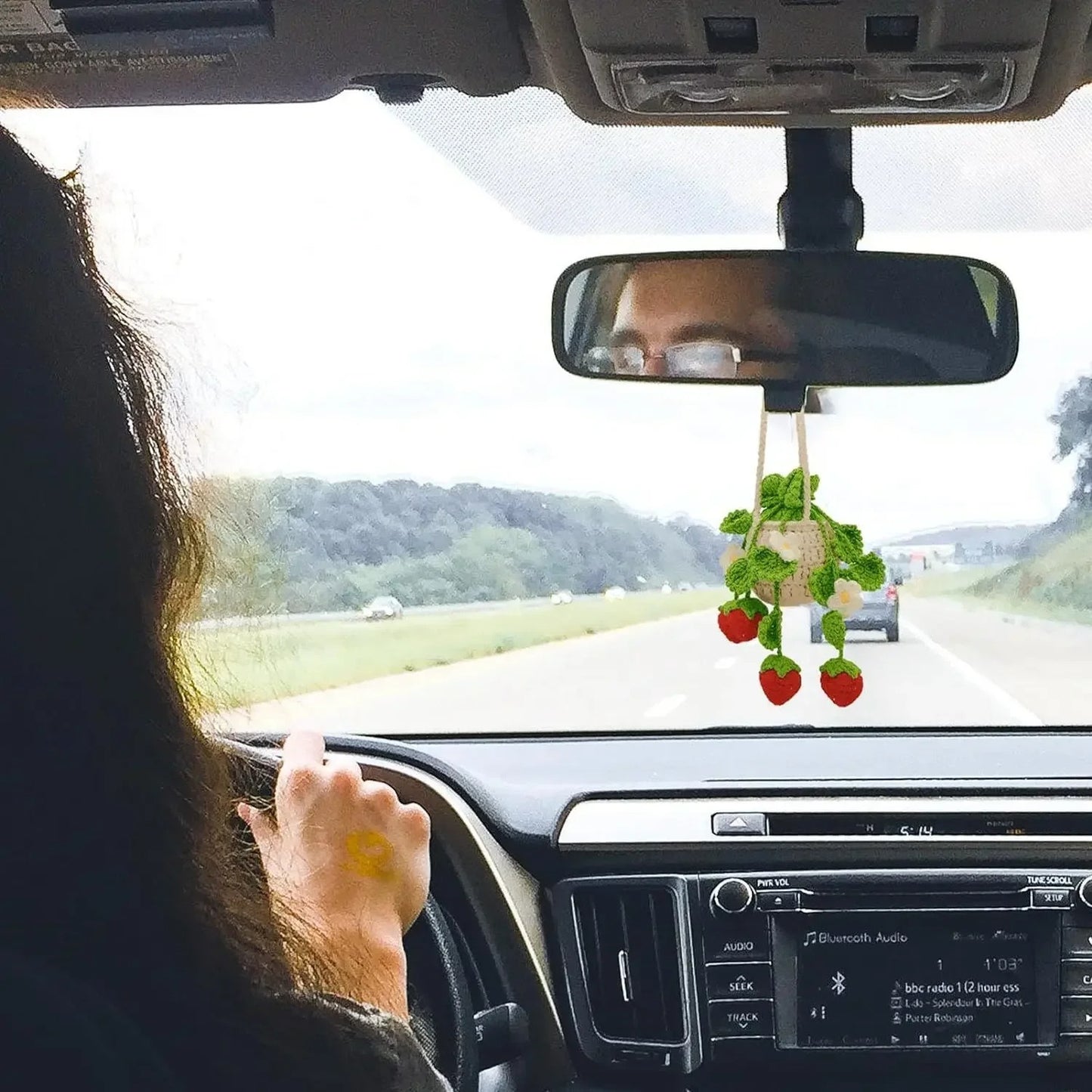 Crochet Strawberry Mirror Ornament