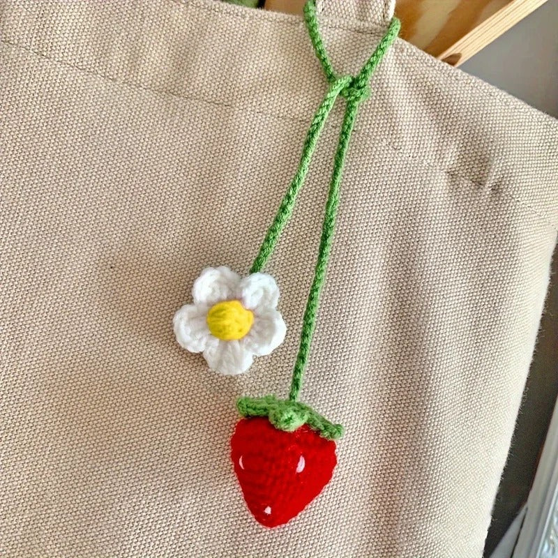 Crochet Strawberry Mirror Ornament