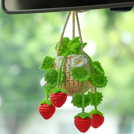 Crochet Strawberry Mirror Ornament