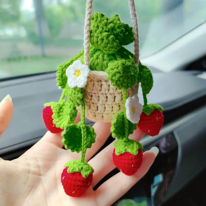 Crochet Strawberry Mirror Ornament