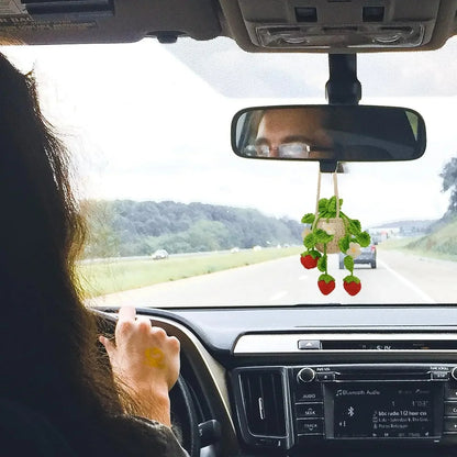 Crochet Strawberry Mirror Ornament