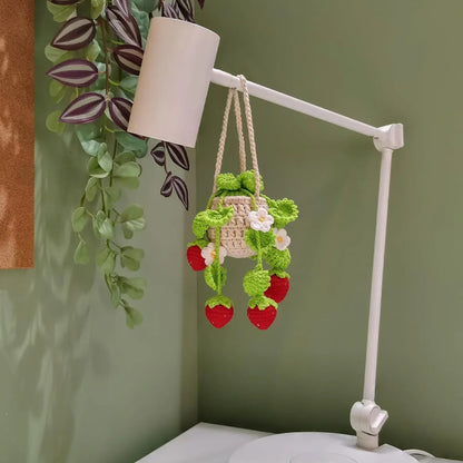 Crochet Strawberry Mirror Ornament